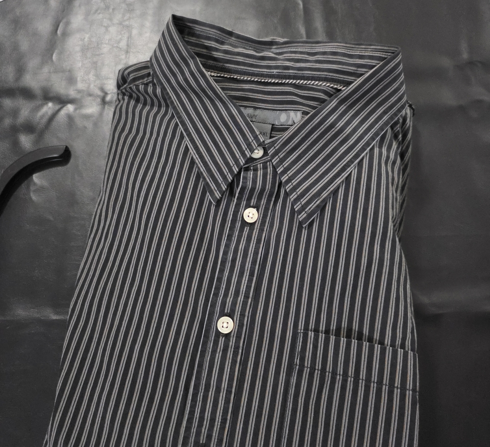 Old Navy Black and White Striped Dress Shirt - Classic Collared Button-Up